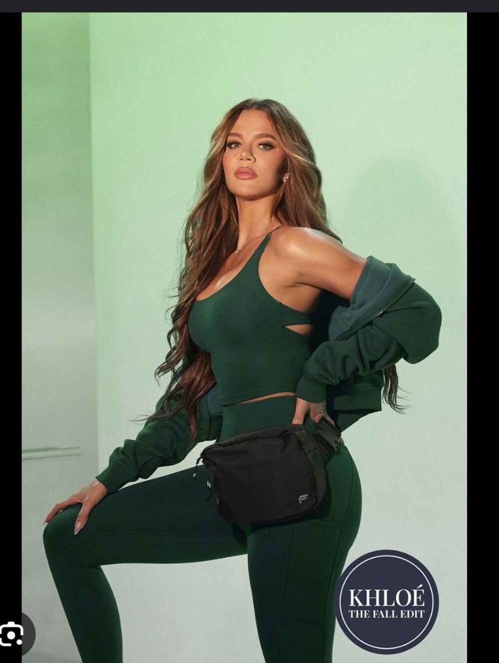 Fabletics X Khloe Kardashian Top And Leggings Set In Everpine